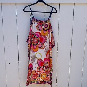 Trina Turk vintage silk floral scarf dress XS